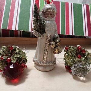 Festive Santa Figurine with Bells and Ornaments